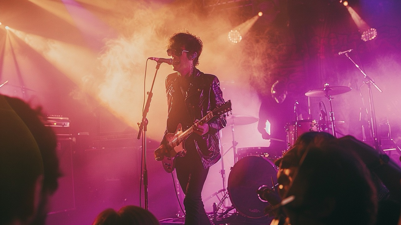 Arctic Monkeys playing a huge festival stage