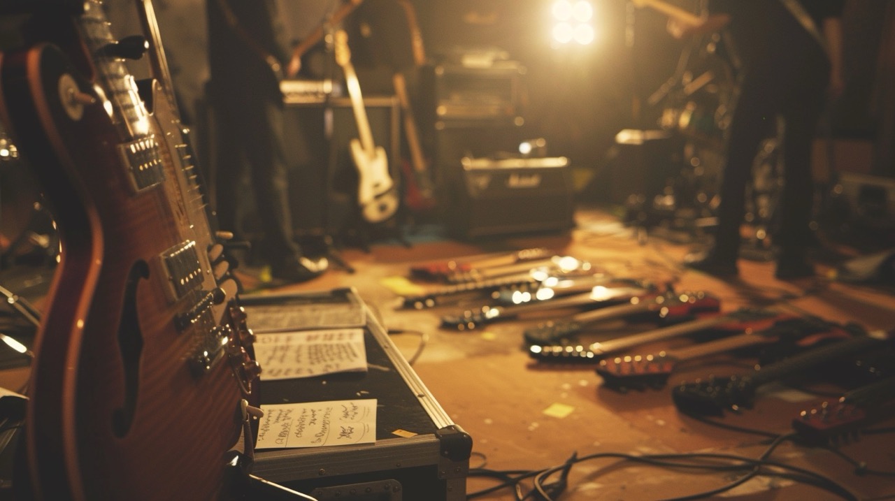 Arctic Monkeys stage design with cinematic lighting
